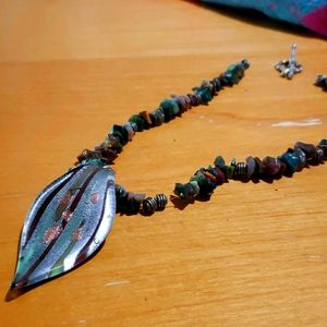 Glass pendant w/ natural stones
